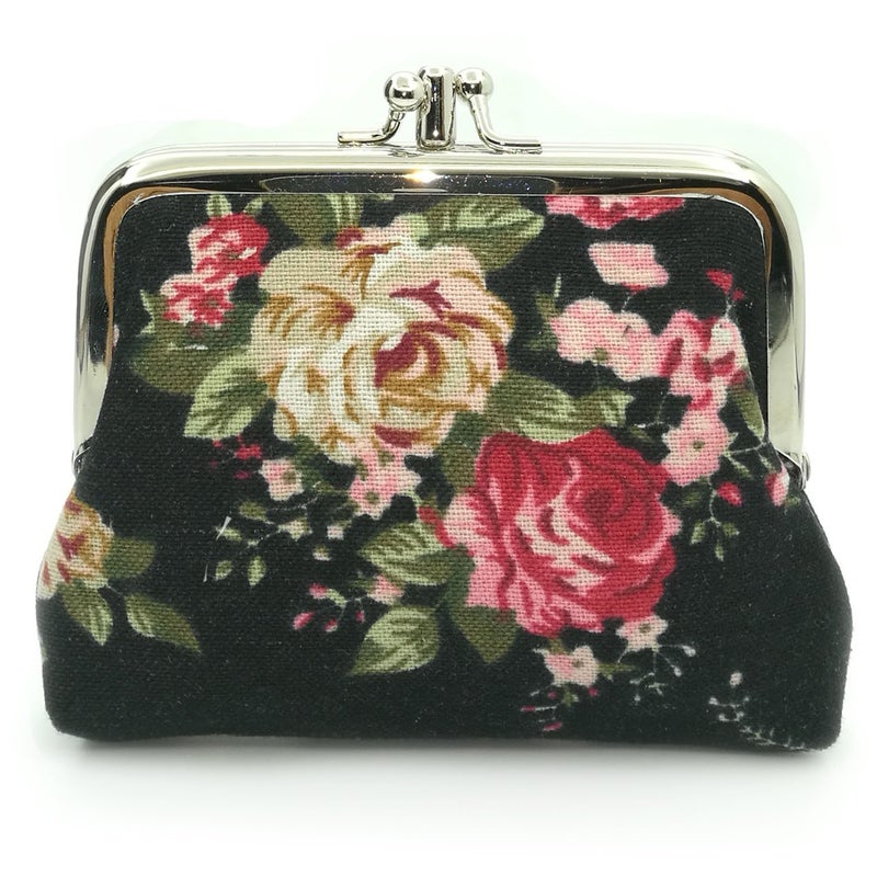 Sanxiner Cute Floral Buckle Coin Purses Vintage Pouch Kiss-lock Change Purse Wallets - Image 1